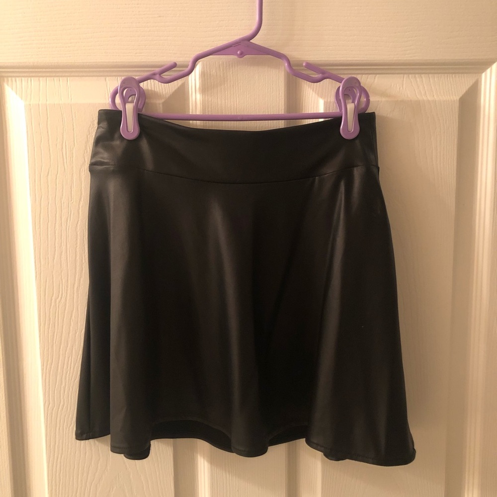 Leather mini skater skirt